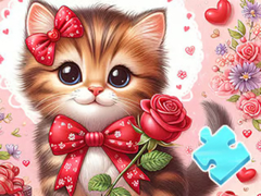 खेल Jigsaw Puzzle: Bowknot Cat
