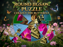 खेल Round Jigsaw Puzzle - Collect the Butterfly